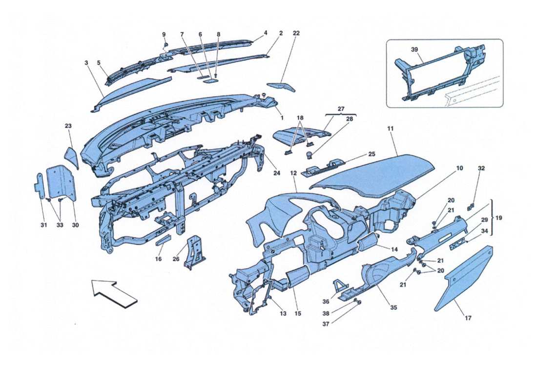 ferrari 458 challenge plancia diagramma delle parti
