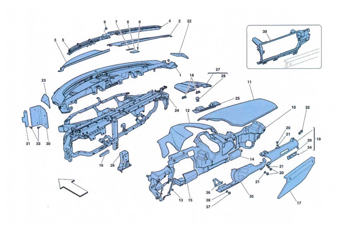 ferrari 458 challenge diagramma delle parti di plancia