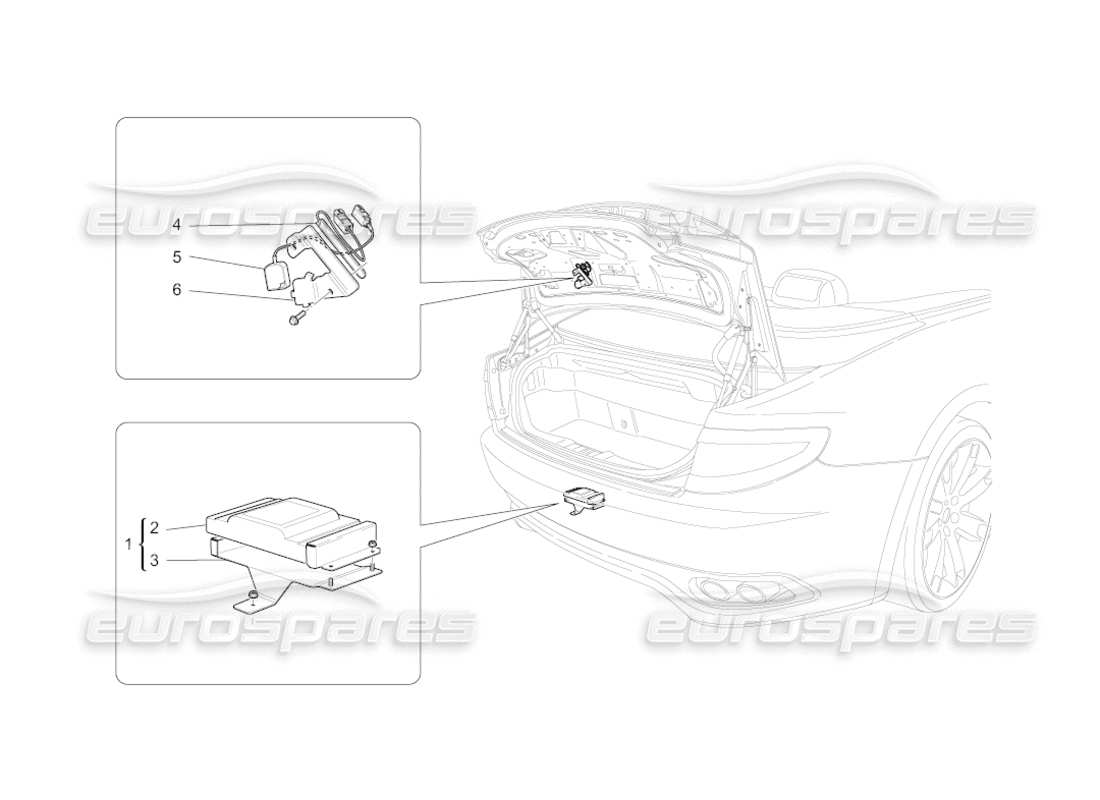 maserati grancabrio (2010) 4.7 diagramma delle parti del sistema di allarme e immobilizzatore