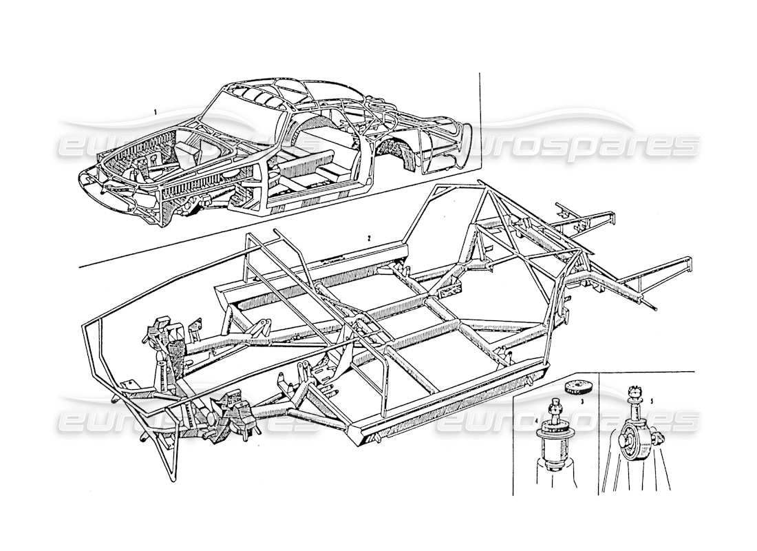 maserati 3500 gt diagramma delle parti del telaio