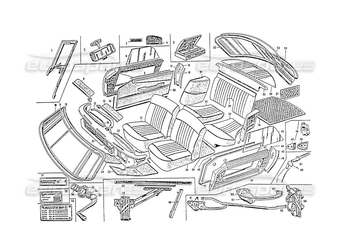 maserati 3500 gt diagramma delle parti degli appuntamenti interni