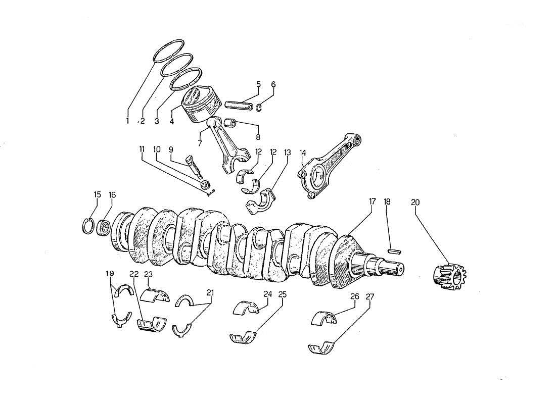 lamborghini jarama manovellismi e albero motore diagramma delle parti