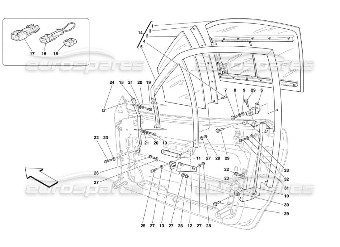 ferrari 360 challenge stradale fissaggio del vetro diagramma delle parti