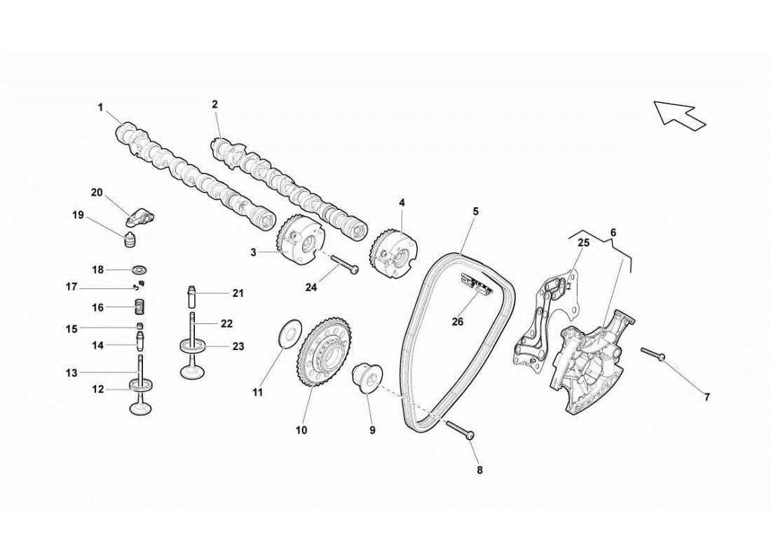 lamborghini gallardo sts ii sc sistema di distribuzione testa destra diagramma delle parti