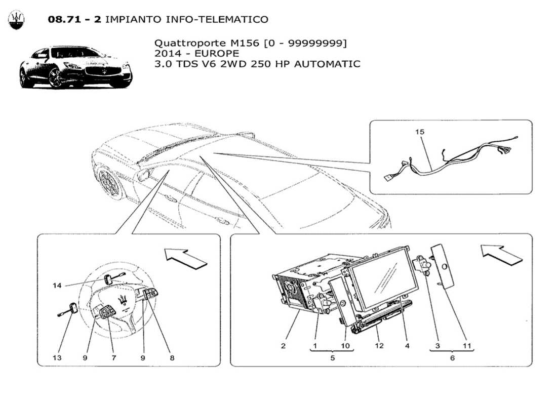 maserati qtp. v6 3.0 tds 250bhp 2014 diagramma delle parti del sistema it