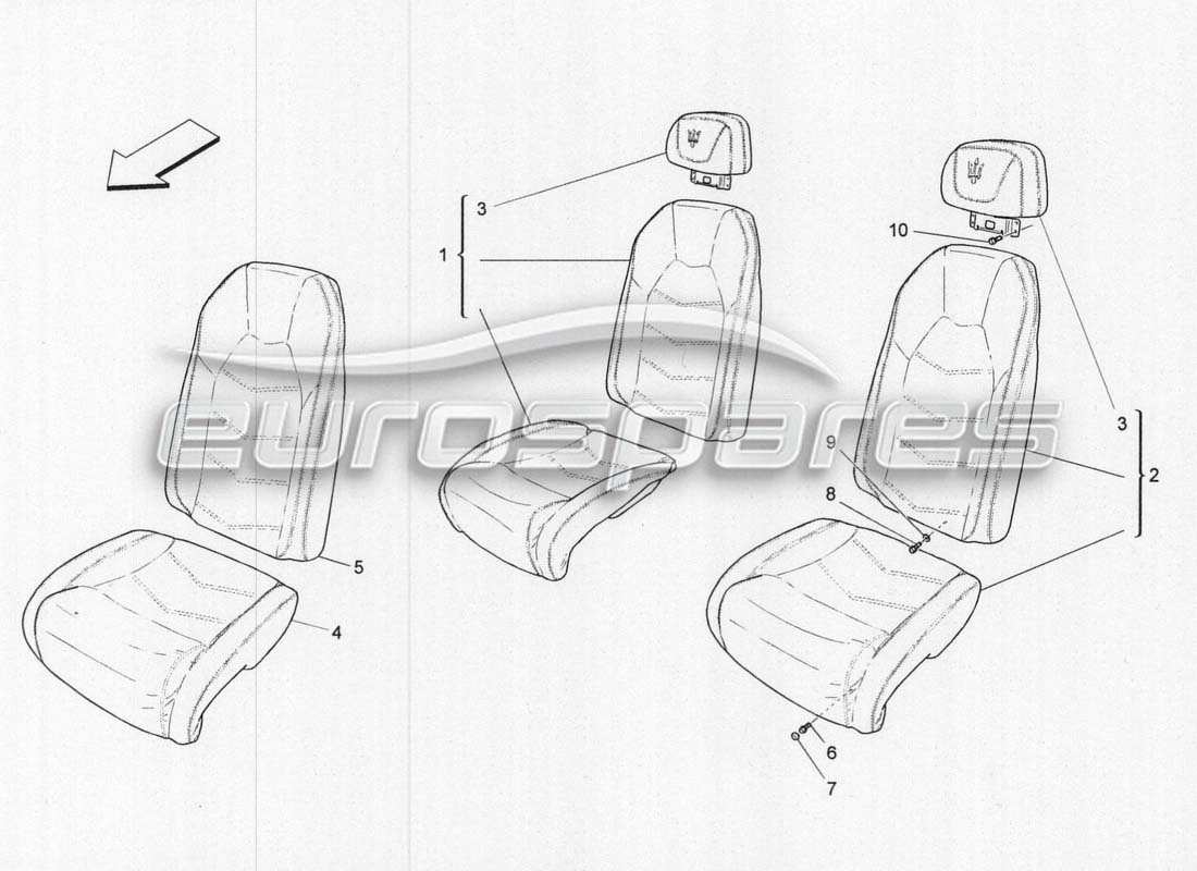 maserati grancabrio mc centenario diagramma delle parti dei rivestimenti dei sedili posteriori