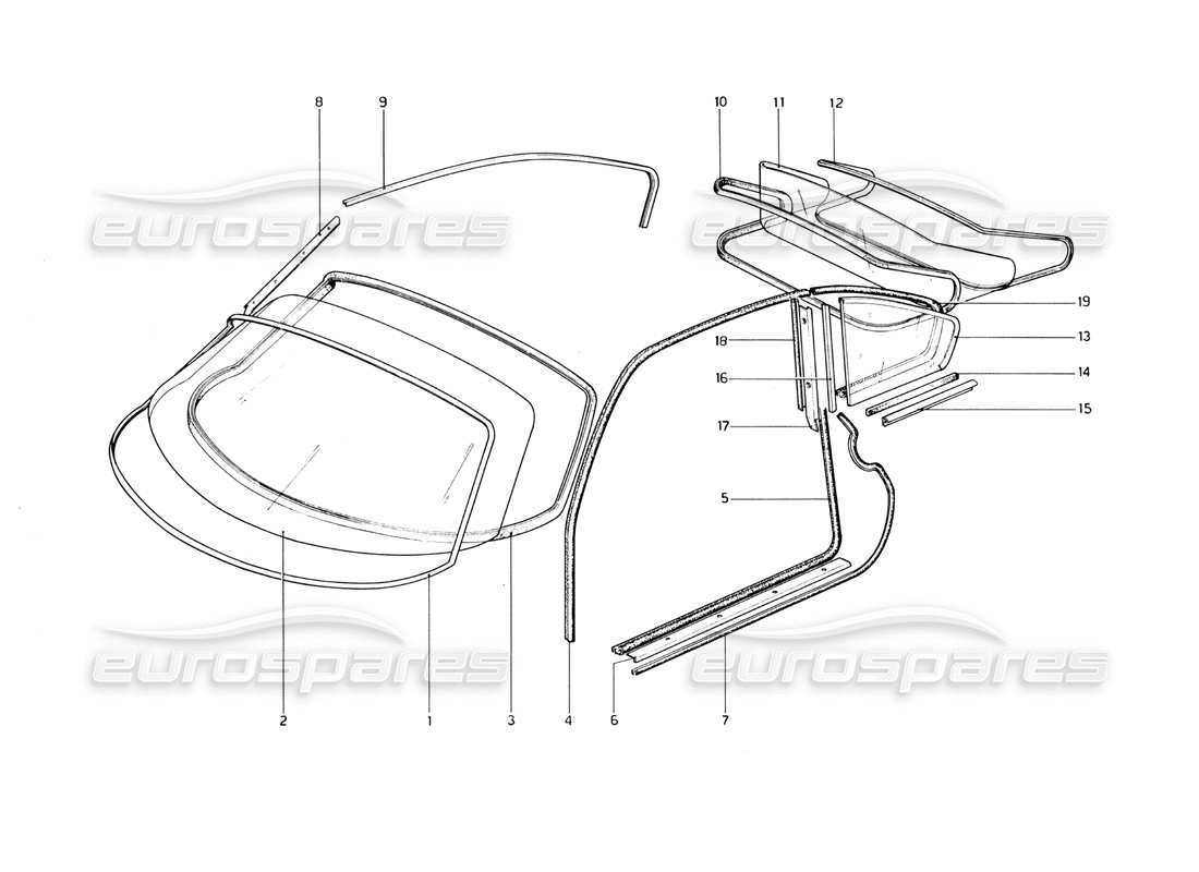 ferrari 246 dino (1975) diagramma delle parti degli occhiali