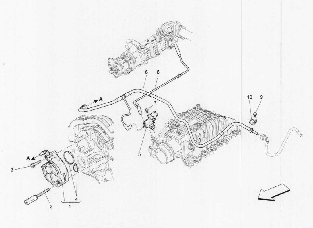 maserati qtp. v6 3.0 tds 275bhp 2017 sistema d'aria aggiuntivo diagramma delle parti