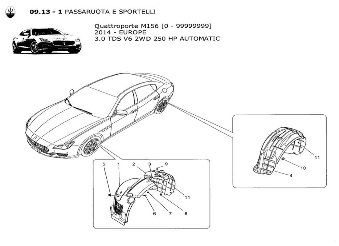 maserati qtp. v6 3.0 tds 250bhp 2014 timoneria e coperchi diagramma delle parti