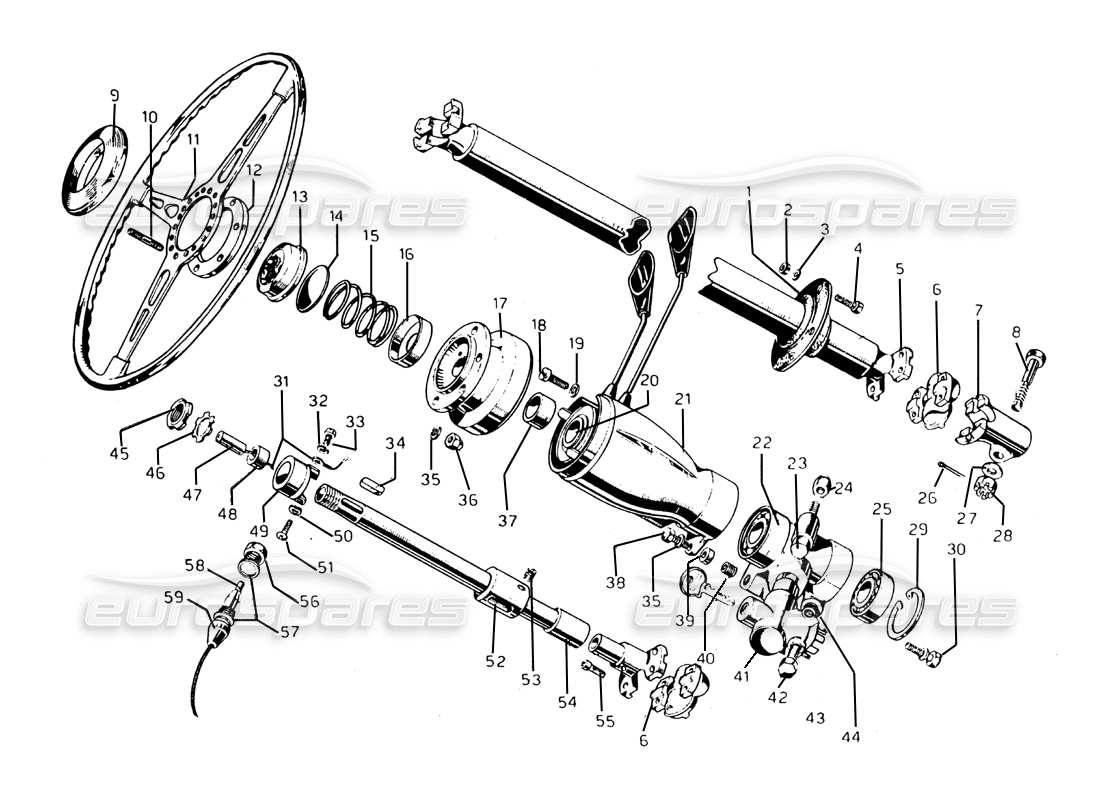 ferrari 275 gtb/gts 2 cam diagramma delle parti dello sterzo e dell'albero