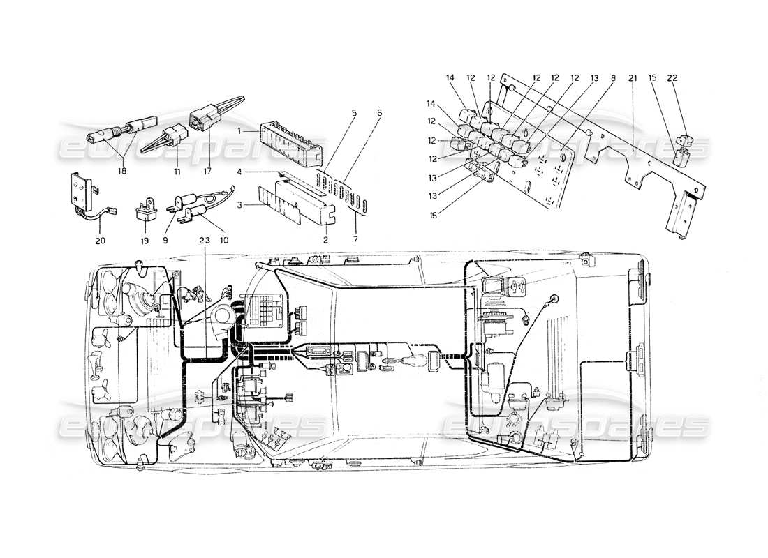 ferrari 308 gt4 dino (1979) schema delle parti di fusibili e relè