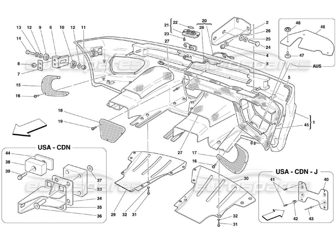 ferrari 360 challenge stradale paraurti posteriore diagramma delle parti