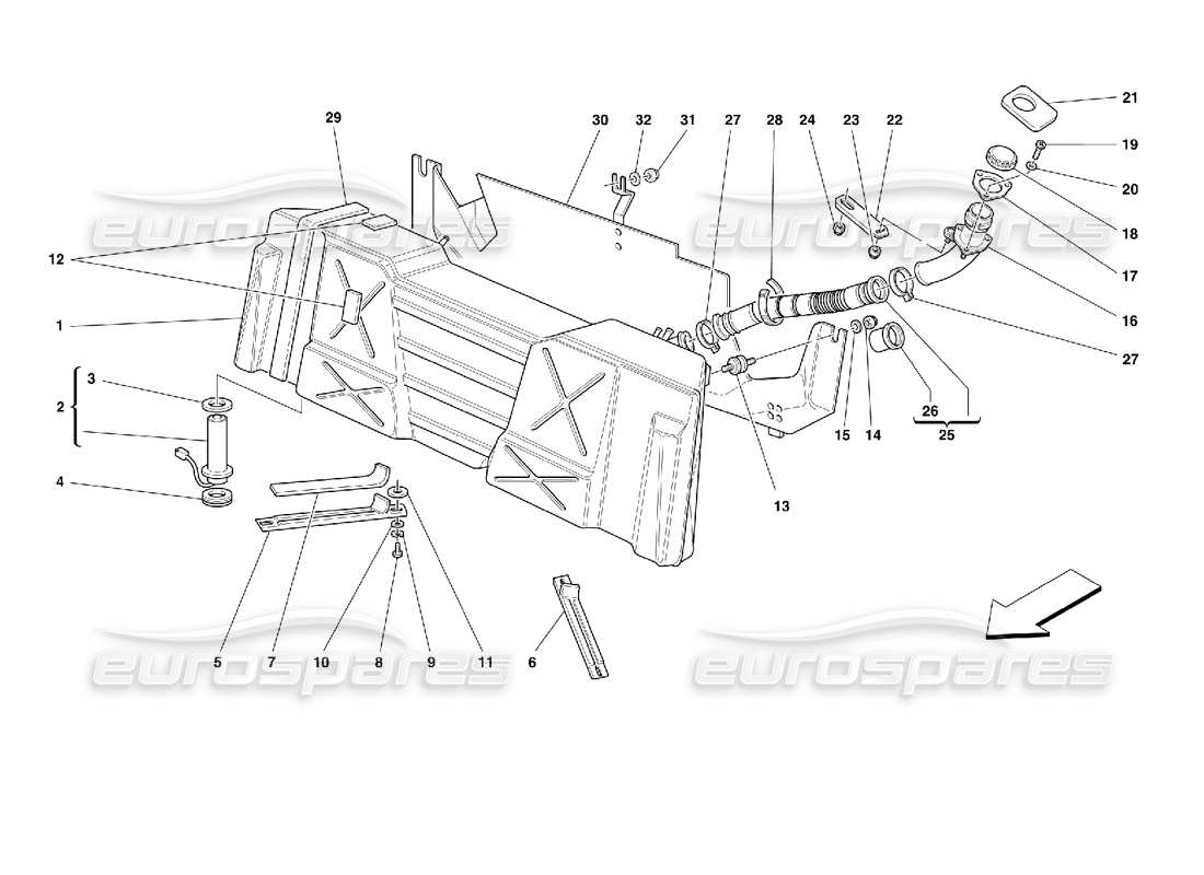 ferrari 355 (2.7 motronic) diagramma delle parti del serbatoio del carburante