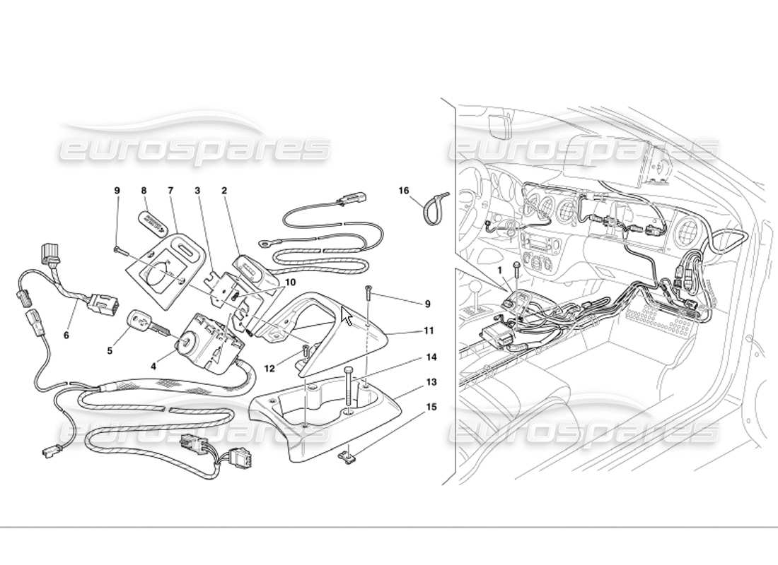 ferrari 360 modena kit esclusione airbag passeggero diagramma delle parti