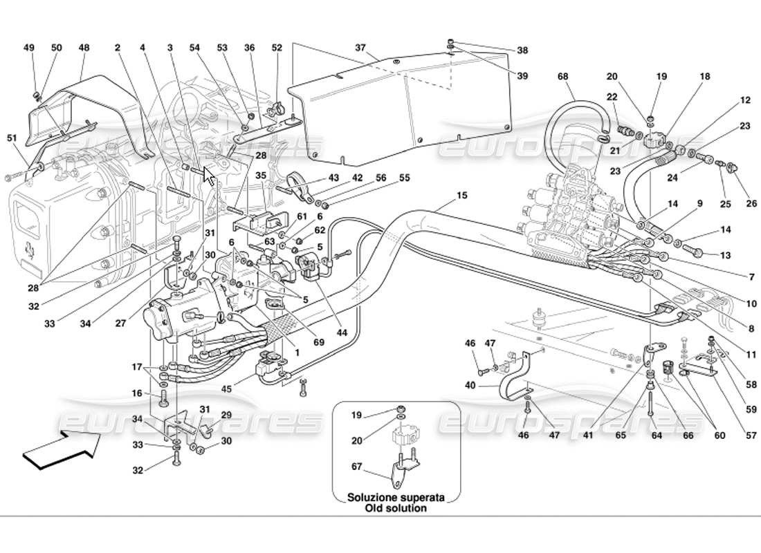 ferrari 360 modena f1 comando idraulico della frizione diagramma delle parti