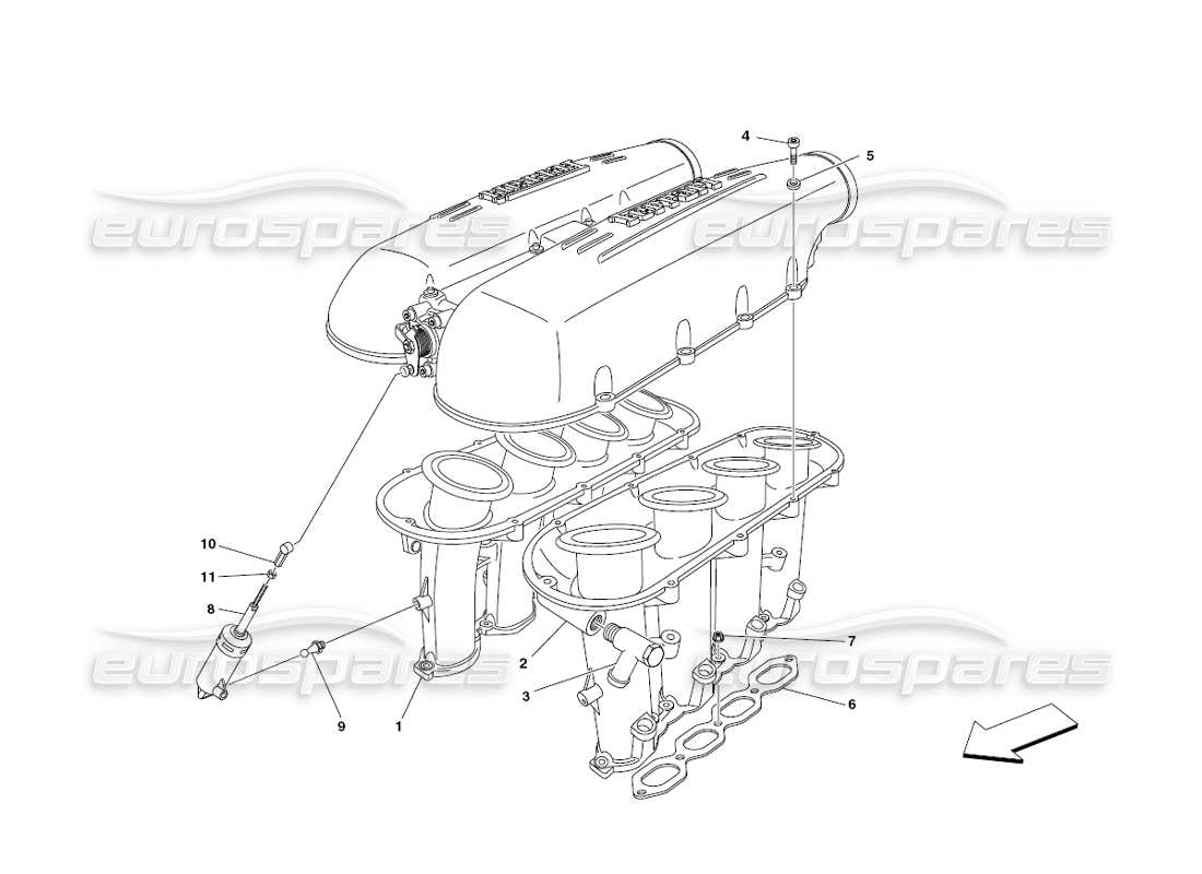 ferrari 430 challenge (2006) diagramma delle parti del collettore di aspirazione dell'aria
