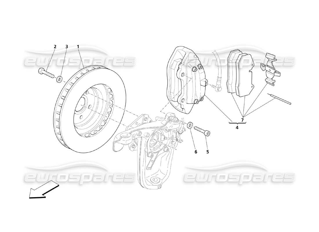 maserati qtp. (2003) 4.2 parti frenanti delle ruote anteriori diagramma delle parti