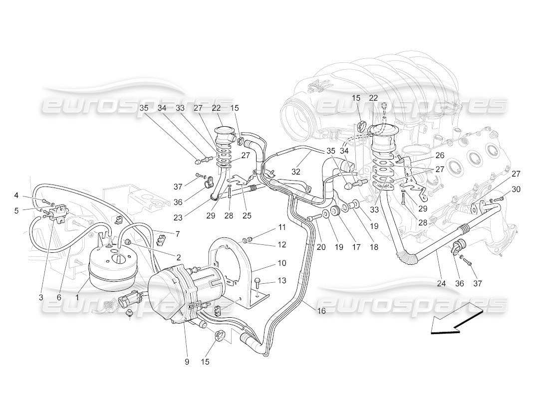 maserati qtp. (2011) 4.2 auto diagramma delle parti del sistema d'aria aggiuntivo