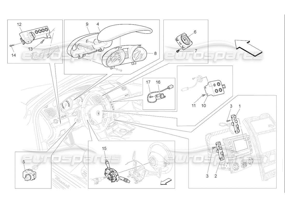 maserati qtp. (2006) 4.2 f1 dispositivi da cruscotto diagramma delle parti