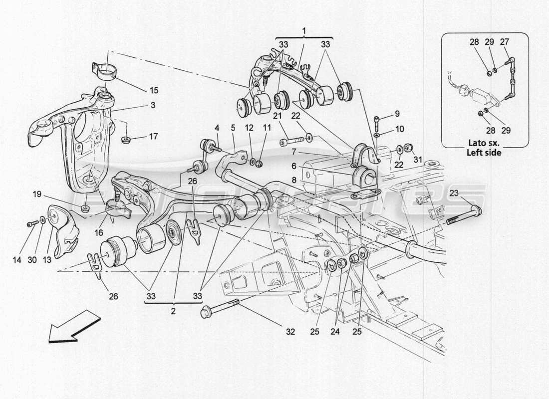 maserati granturismo special edition diagramma delle parti della sospensione anteriore