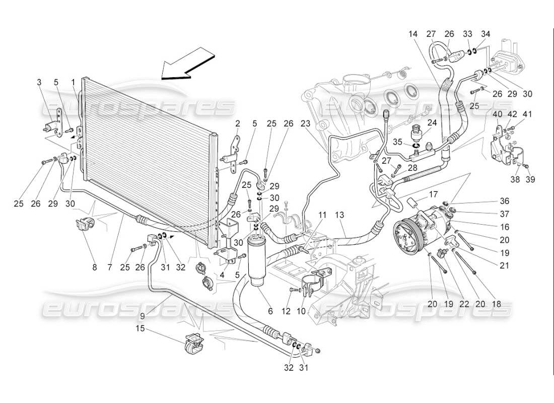 maserati qtp. (2009) 4.2 auto unità a c: diagramma delle parti dei dispositivi del vano motore