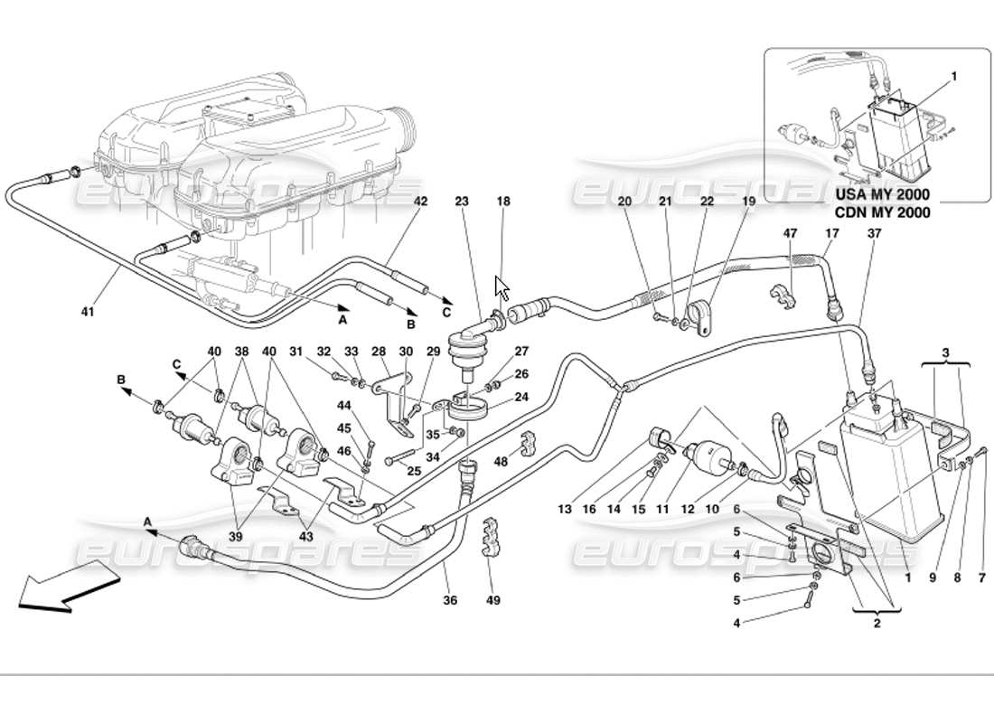 ferrari 360 modena dispositivo antievaporazione diagramma delle parti
