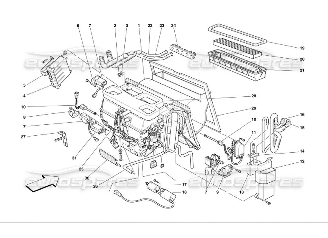 ferrari 360 modena unità evaporatore diagramma delle parti