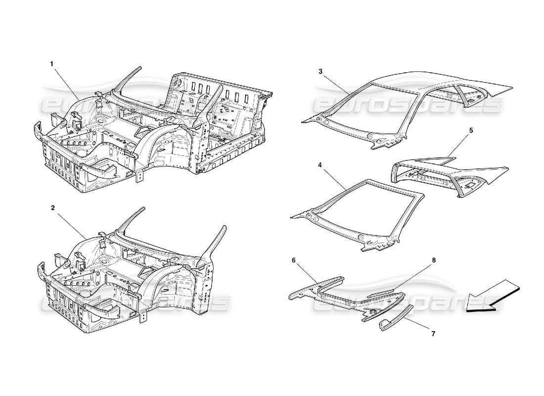 ferrari 355 (5.2 motronic) corpo - unità diagramma delle parti