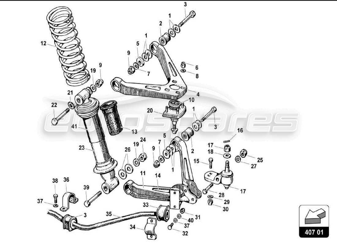 lamborghini miura p400s bracci anteriori diagramma delle parti