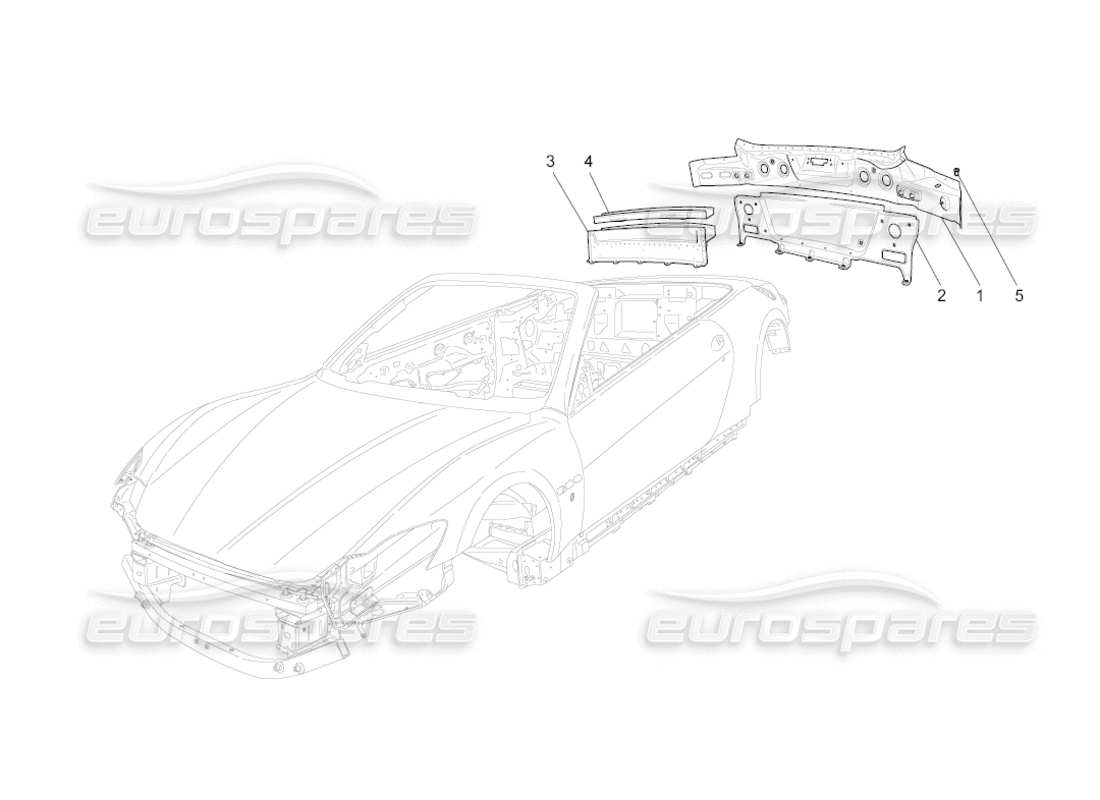 maserati grancabrio (2010) 4.7 carrozzeria e rivestimenti esterni posteriori diagramma delle parti