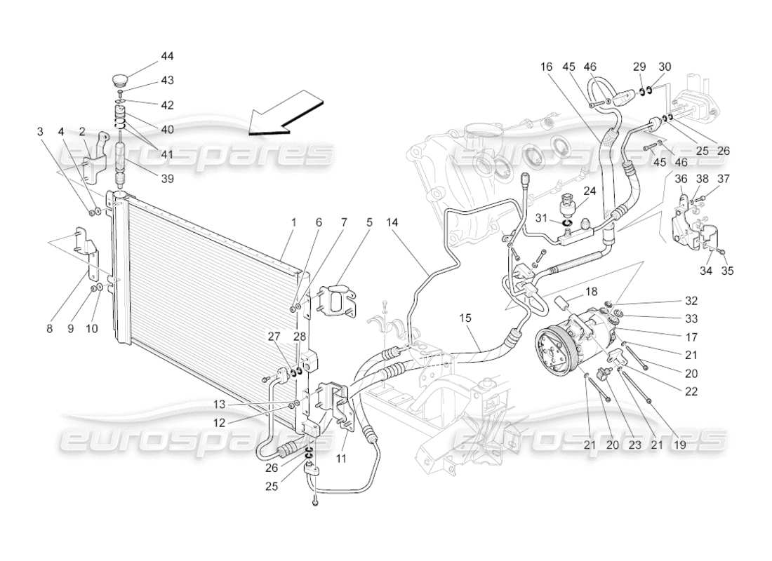 maserati grancabrio (2010) 4.7 unità a c: dispositivi vano motore diagramma delle parti