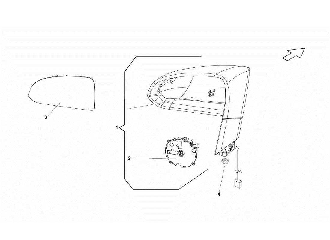 lamborghini gallardo lp570-4s perform specchio retrovisore esterno diagramma delle parti
