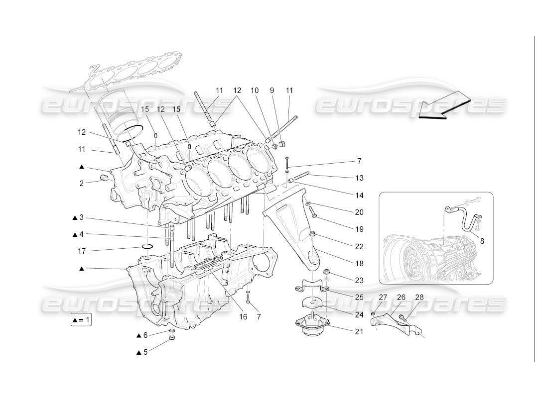 un diagramma delle parti dal catalogo delle parti maserati qtp. (2007) 4.2 auto