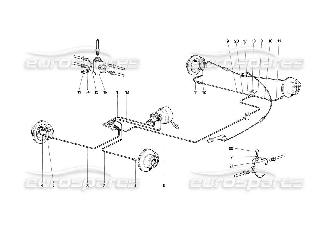 un diagramma delle parti dal catalogo delle parti ferrari mondial 8 (1981)