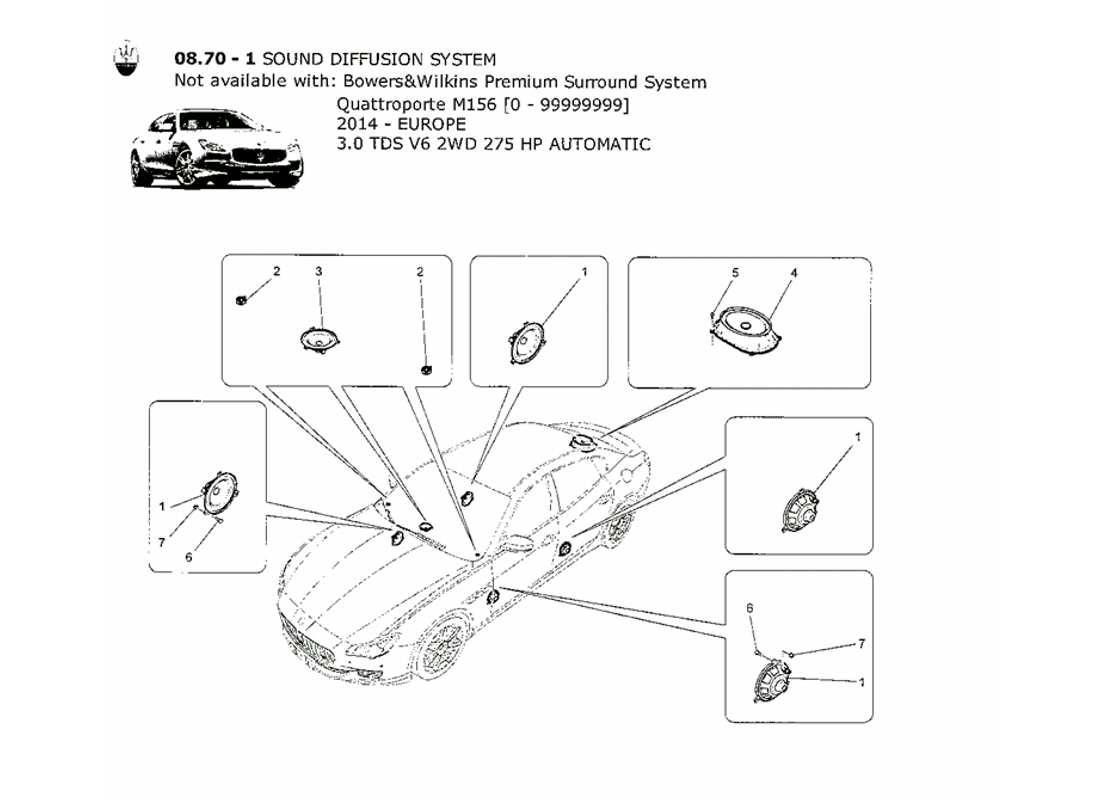 un diagramma delle parti dal QTP Maserati. Catalogo ricambi V6 3.0 TDS 275bhp 2014