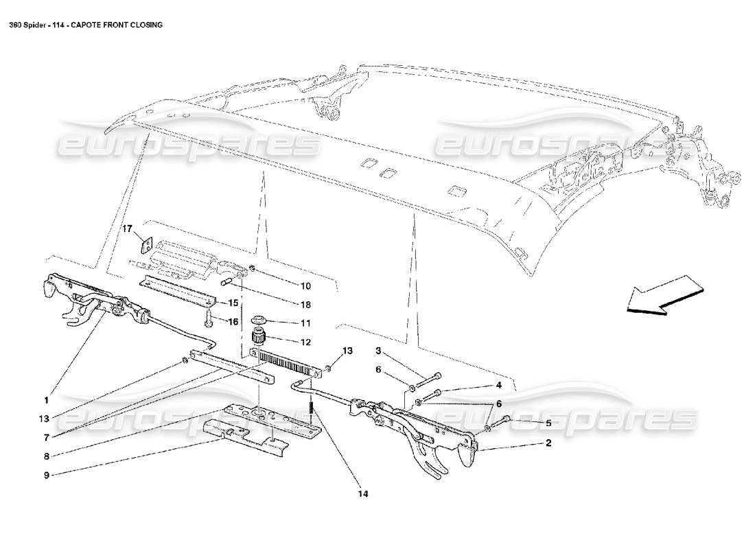 un diagramma delle parti dal catalogo delle parti di Ferrari 360 Spider
