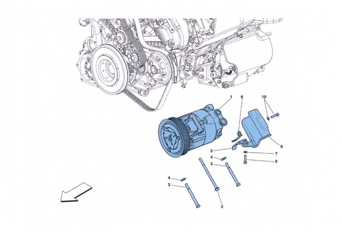 un diagramma delle parti dal catalogo delle parti Ferrari 458 Challenge