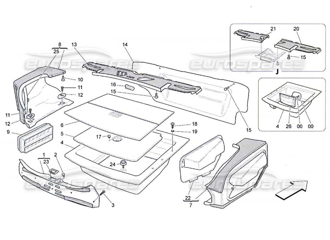un diagramma delle parti dal QTP Maserati. (2010) 4.7 catalogo delle parti