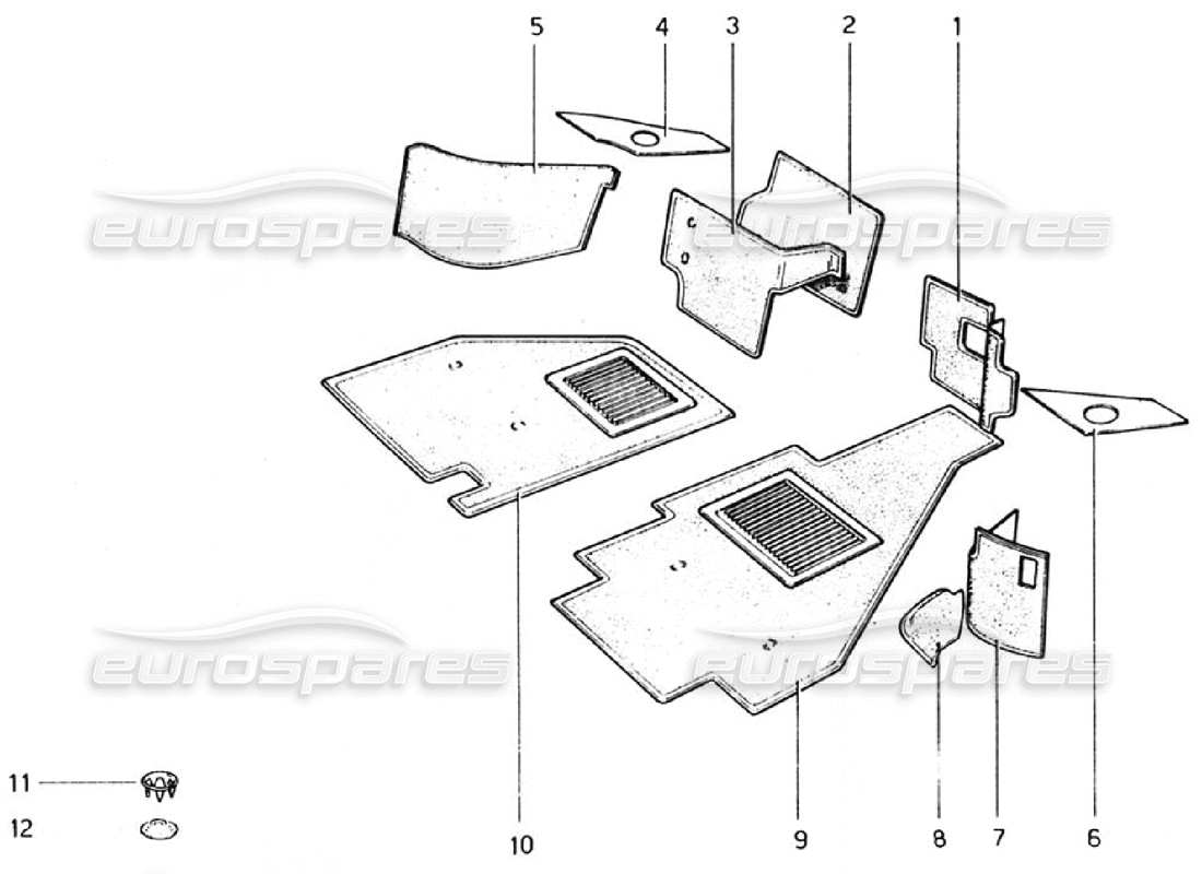 un diagramma delle parti dal catalogo delle parti Ferrari 308 GTB (1976)