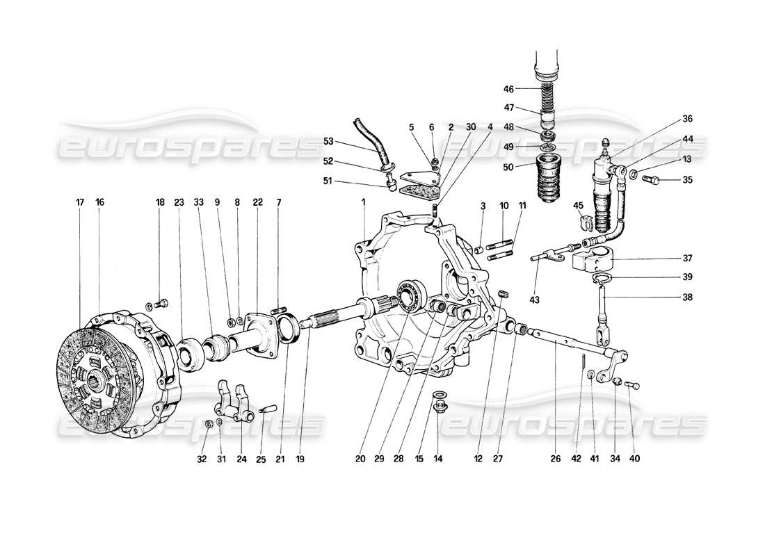 un diagramma delle parti dal catalogo delle parti ferrari mondial 8 (1981)