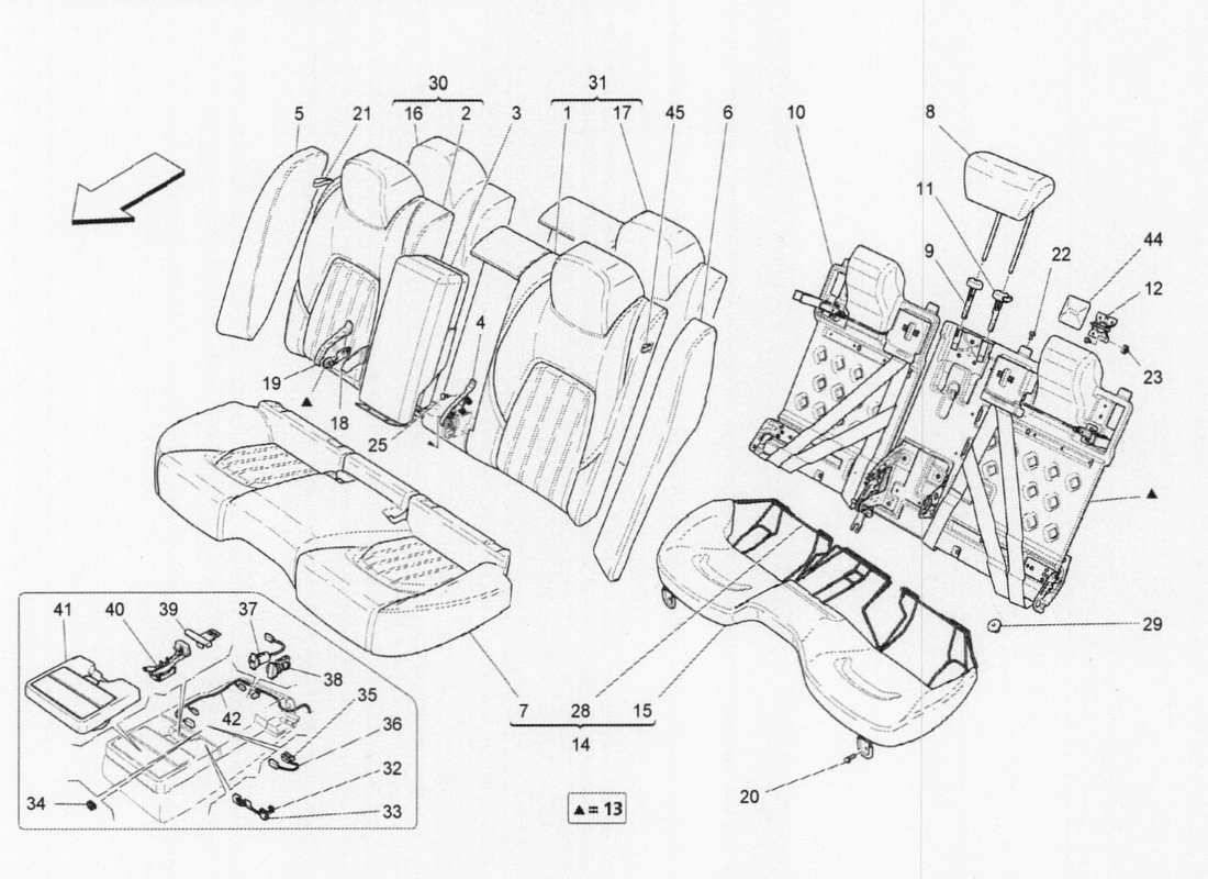un diagramma delle parti dal catalogo delle parti maserati qtp. v6 3.0 tds 275bhp 2017