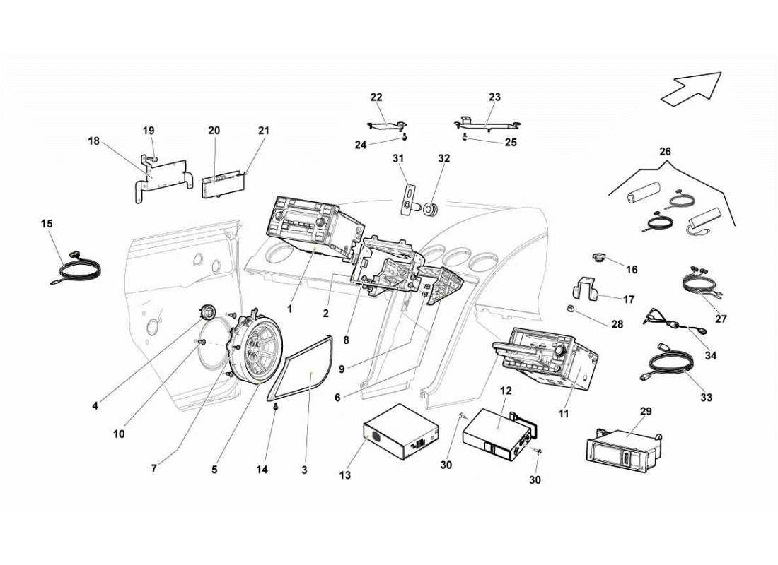 un diagramma delle parti dal catalogo delle parti lamborghini gallardo sts ii sc