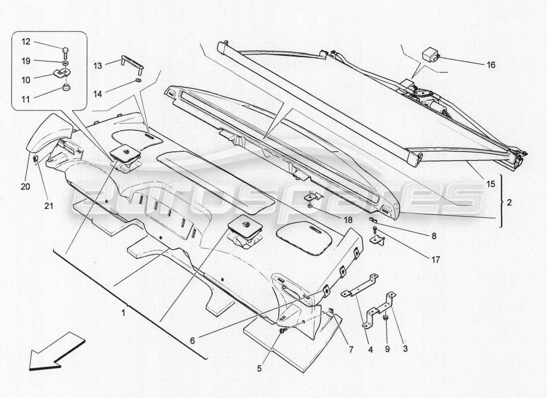 un diagramma delle parti dal catalogo delle parti maserati qtp. v8 3.8 530bhp auto 2015
