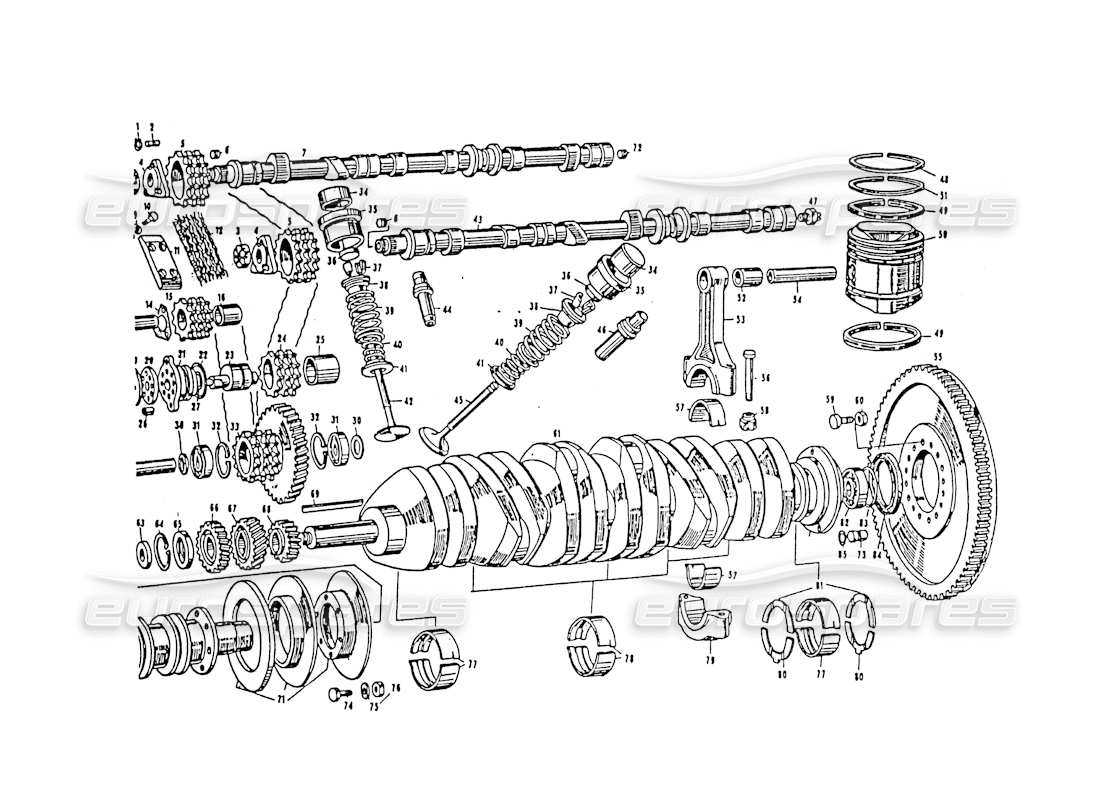 un diagramma delle parti dal catalogo delle parti maserati 3500