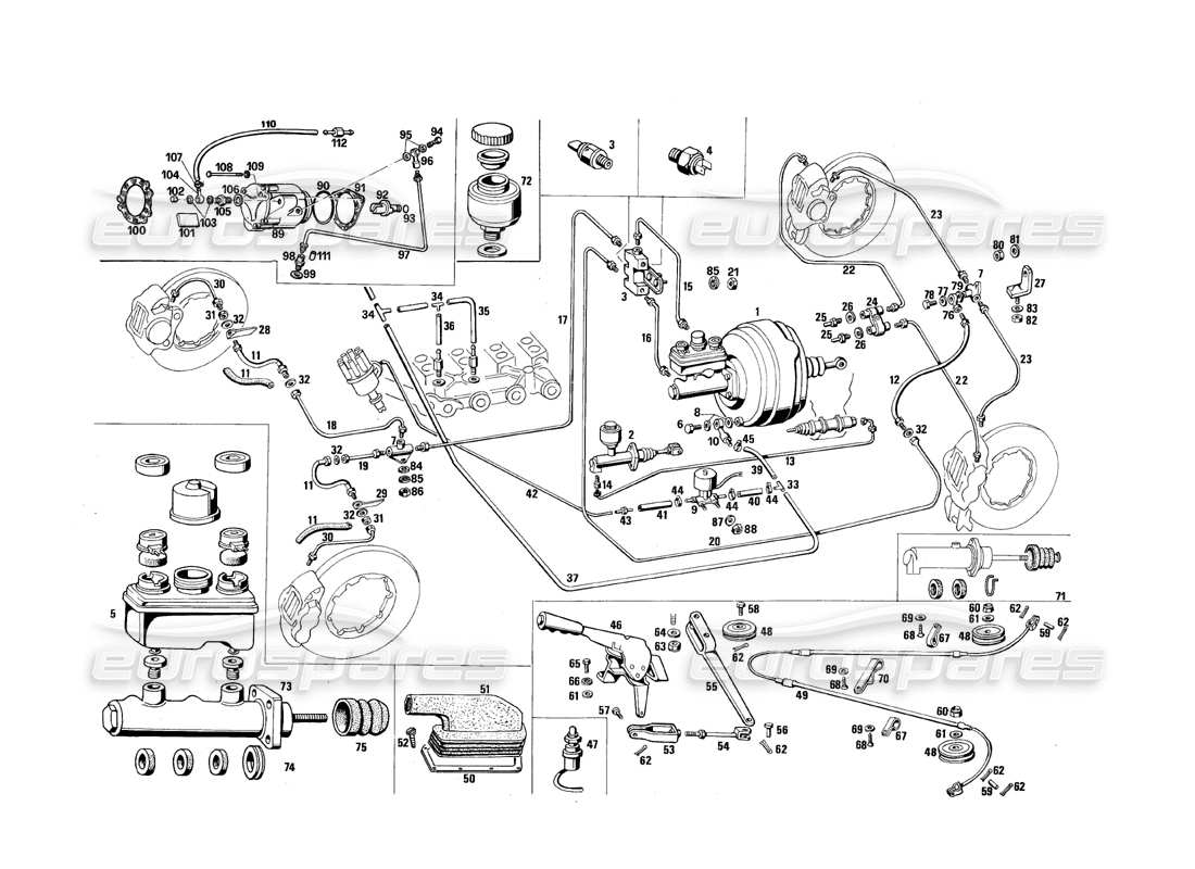 un diagramma delle parti dal catalogo delle parti maserati qtp.v8 4.9 (s3) 1979