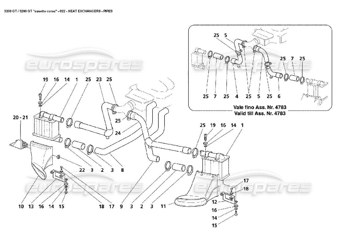 uno schema delle parti dal catalogo delle parti Maserati 3200 GT/GTA/Assetto Corsa
