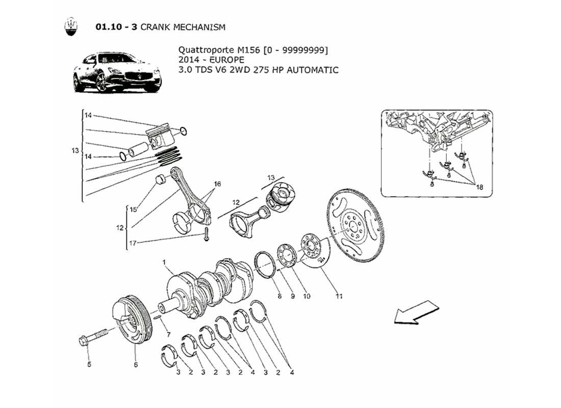 diagramma della parte contenente il codice parte 673001008