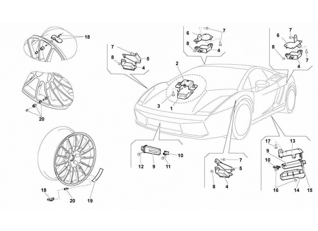 un diagramma delle parti dal catalogo delle parti Lamborghini Gallardo STS II SC