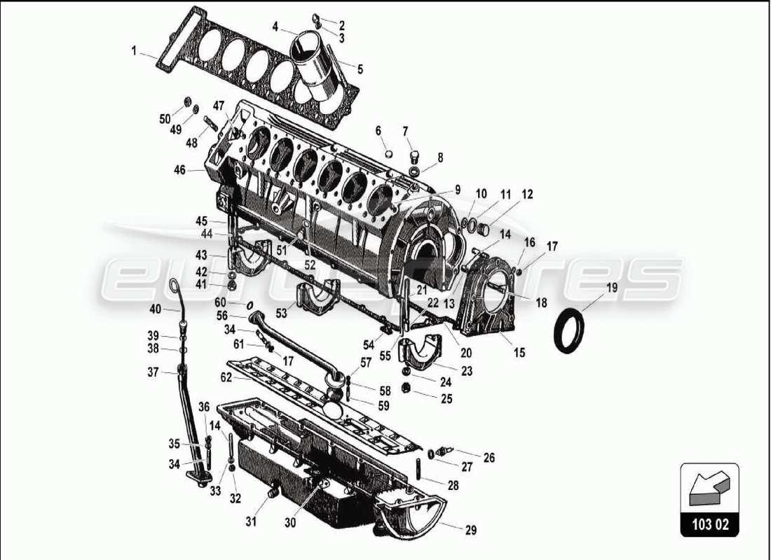 un diagramma delle parti dal catalogo delle parti lamborghini 350 gt