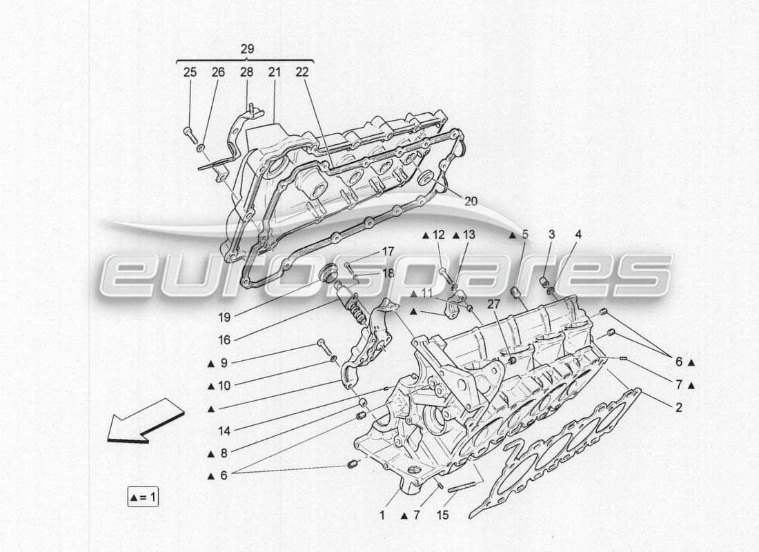 maserati grancabrio mc centenario schema della parte destra della testata